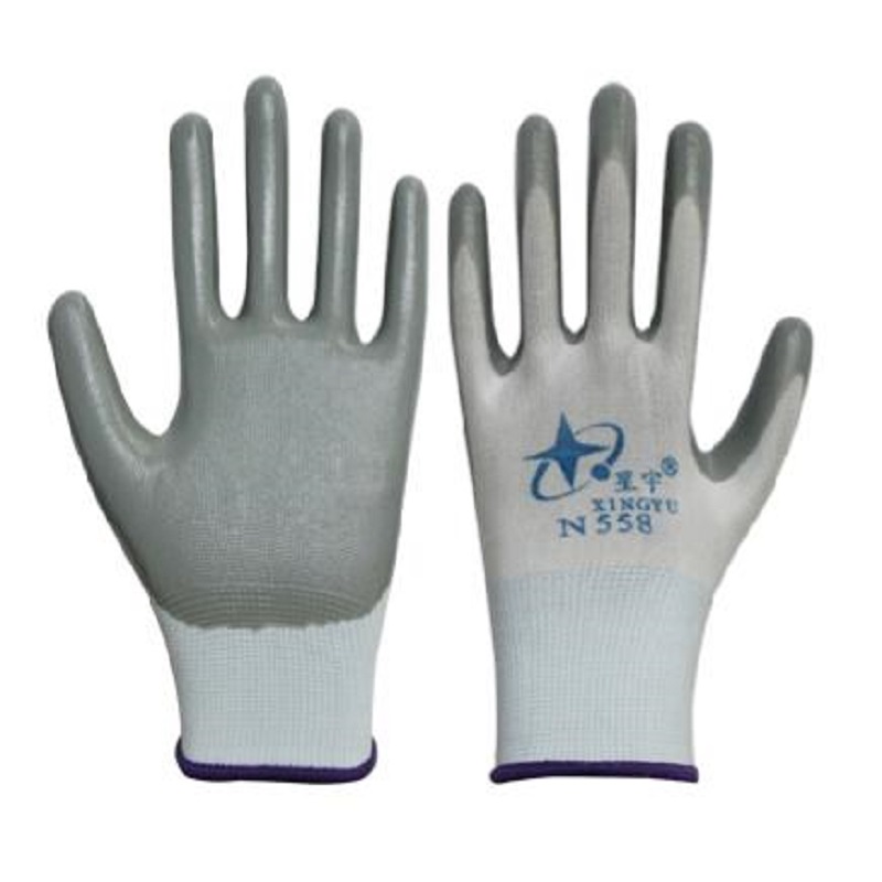 星宇N558白尼龍灰丁腈勞保手套