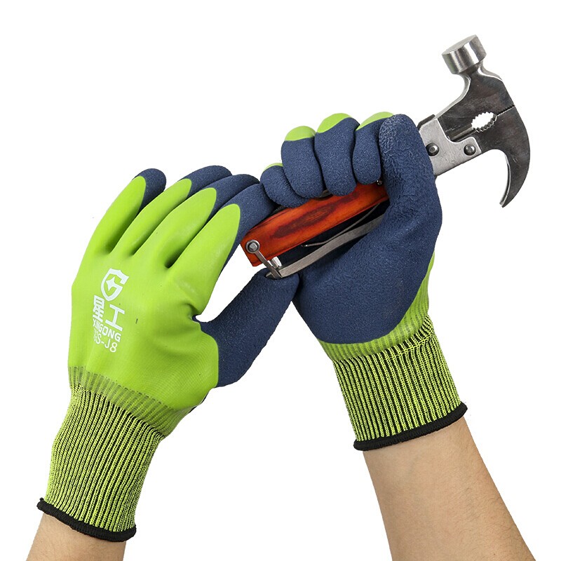  星工XGS-J8防滑耐磨雙掛膠工業勞保手套