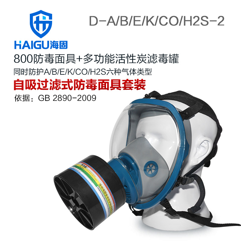 海固HG-800 D-A/B/E/K/H2S/CO-2全面罩綜合防毒面具