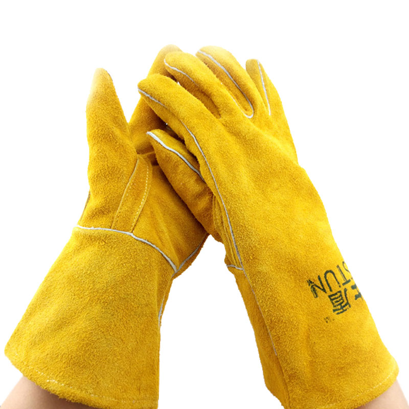 威仕盾G-0393金黃色牛二層皮電焊手套