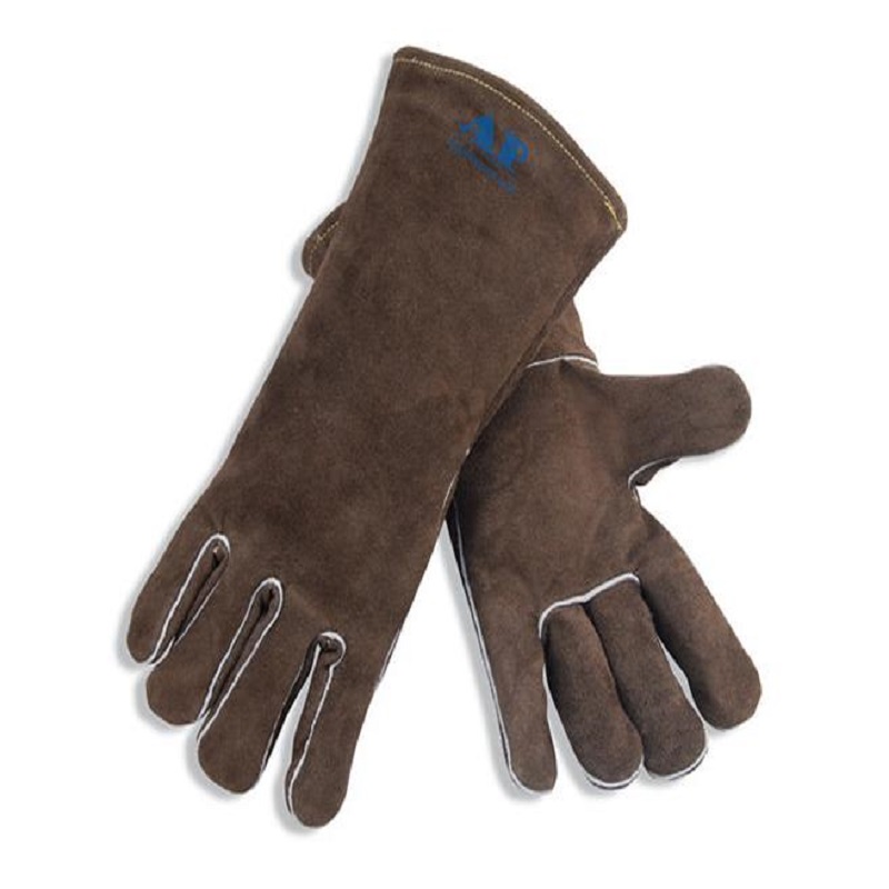 友盟AP-0707炭啡色牛二層皮電焊手套