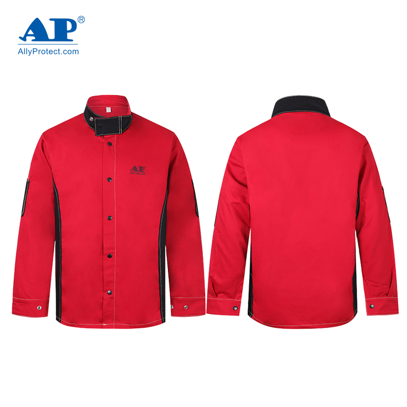 友盟AP-6850紅黑配時(shí)尚阻燃工作服上衣