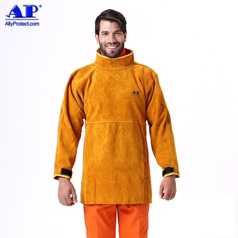 友盟AP-8000金黃色皮護胸帶領(lǐng)長袖圍裙