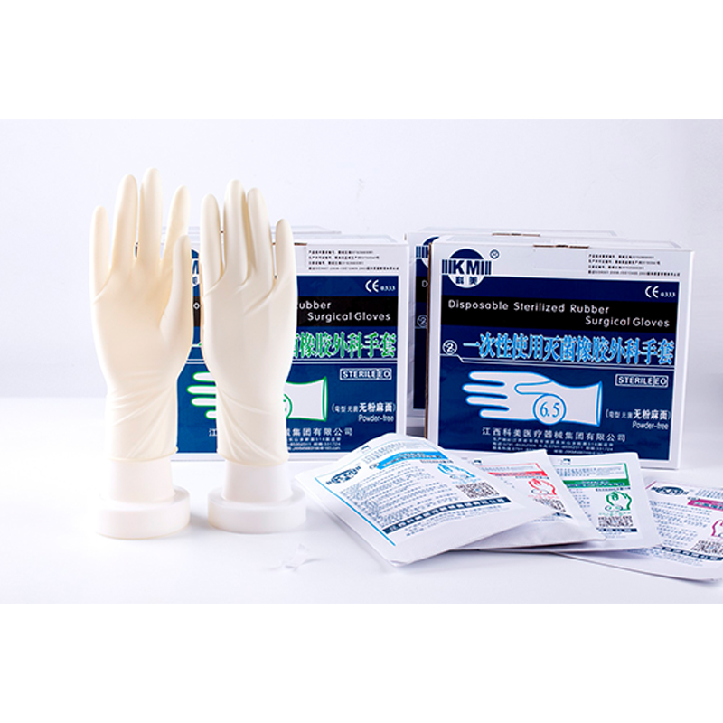 科美一次性使用滅菌橡膠外科手套無(wú)粉麻面