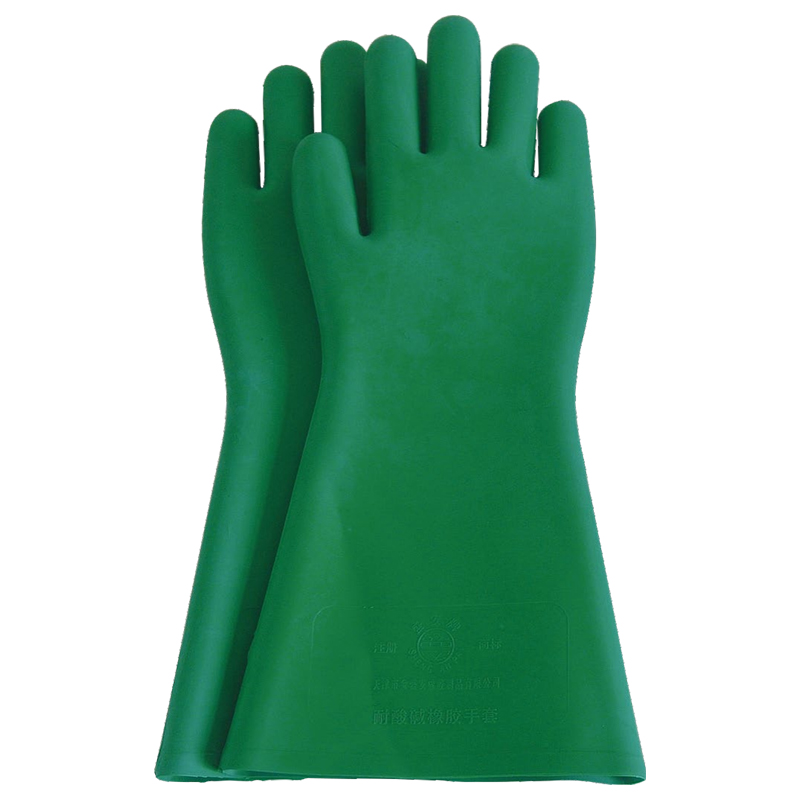盛安綠色橡膠耐酸堿手套