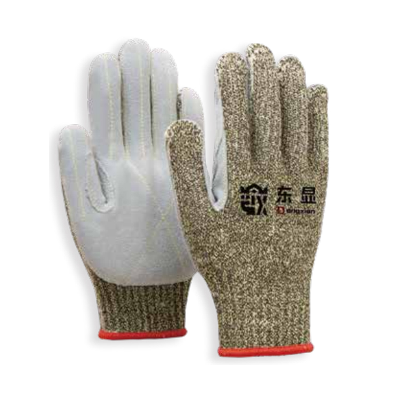 東顯7-1-001 7針芳綸牛二層皮耐高溫防割手套