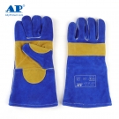 友盟AP-1166彩藍(lán)色牛二層皮電焊手套
