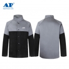 友盟AP-4530灰色阻燃布配黑色牛皮阻燃工作服上衣