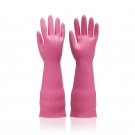 雪蓮10182P.L加長加厚型家用天然乳膠絨里卷邊袖口網格紋手套