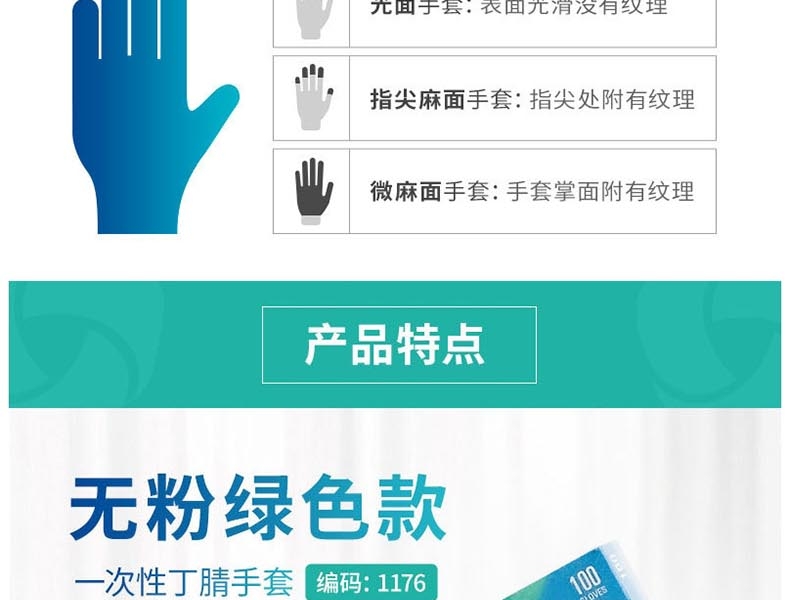 麥迪康1176B加強(qiáng)型無粉一次性丁腈手套圖片5
