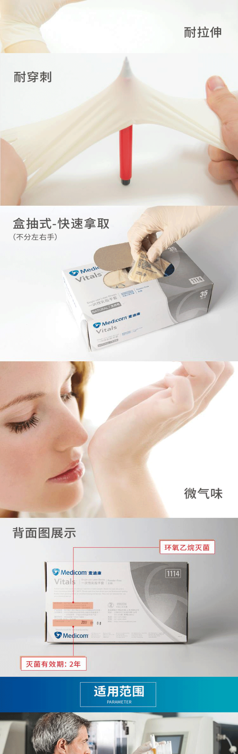 麥迪康S1114B滅菌型乳膠手套圖片2