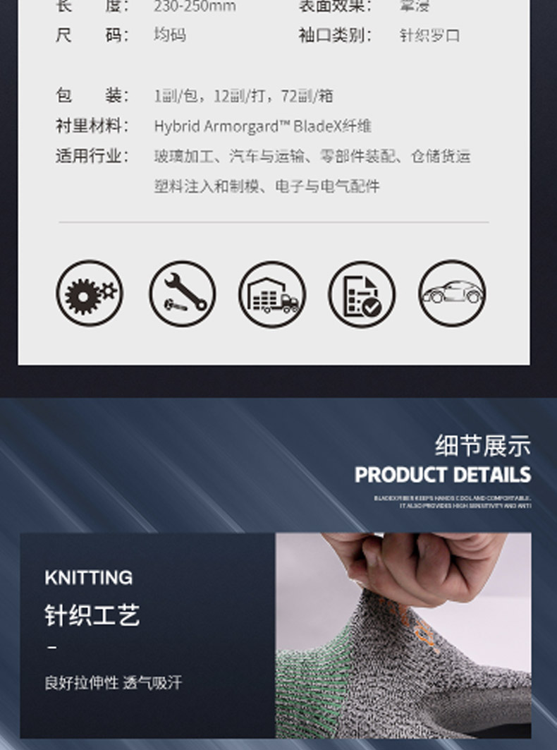 賽立特N10658-10PU涂層3級防割手套圖片10