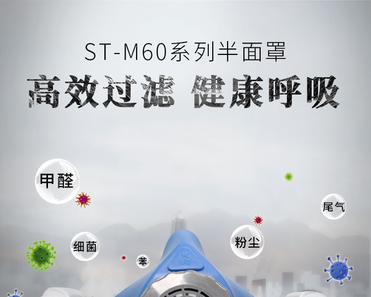 思創ST-M60G-3硅膠半面罩防毒面具圖片1