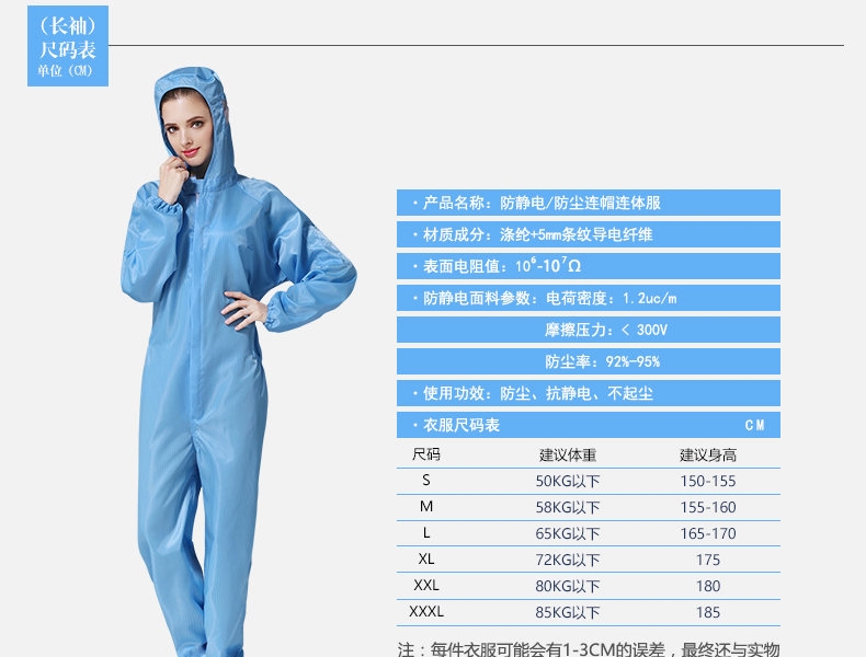君御1893藍(lán)色連體無(wú)塵防靜電服圖片7