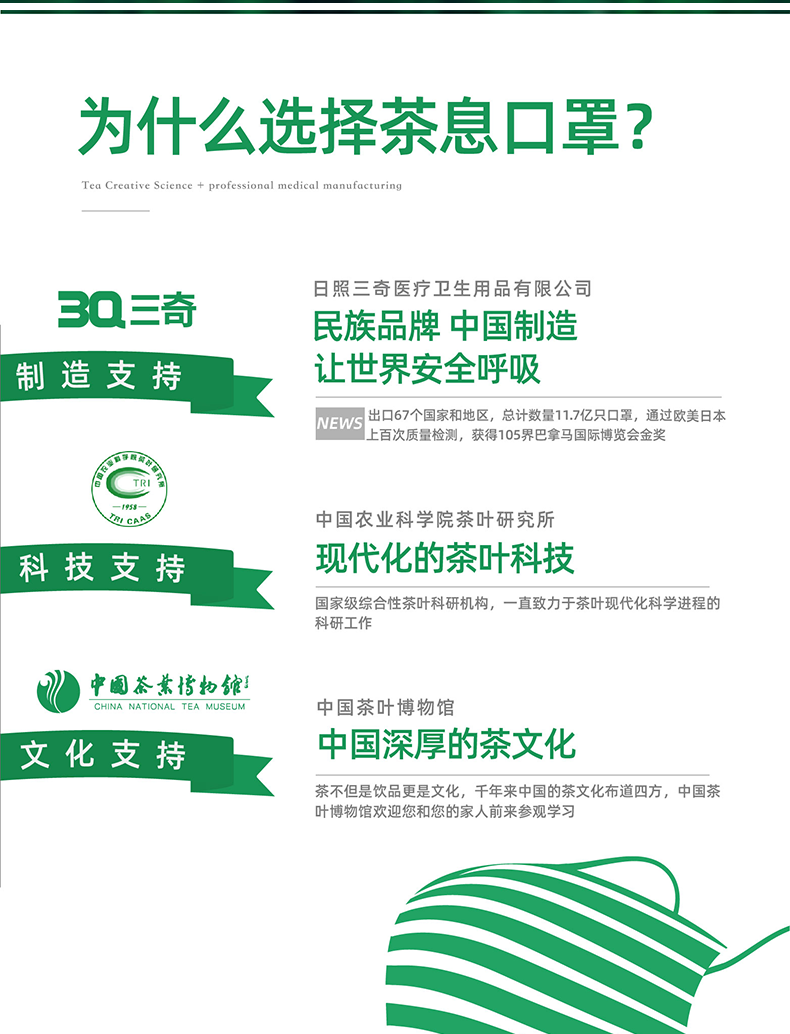 三奇一次性三層茶息口罩圖片6