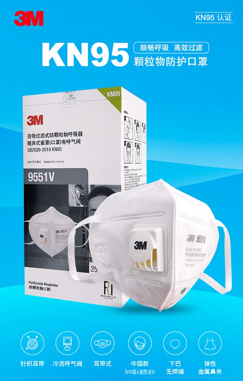 3M9551V折疊式防顆粒物防塵口罩圖片1