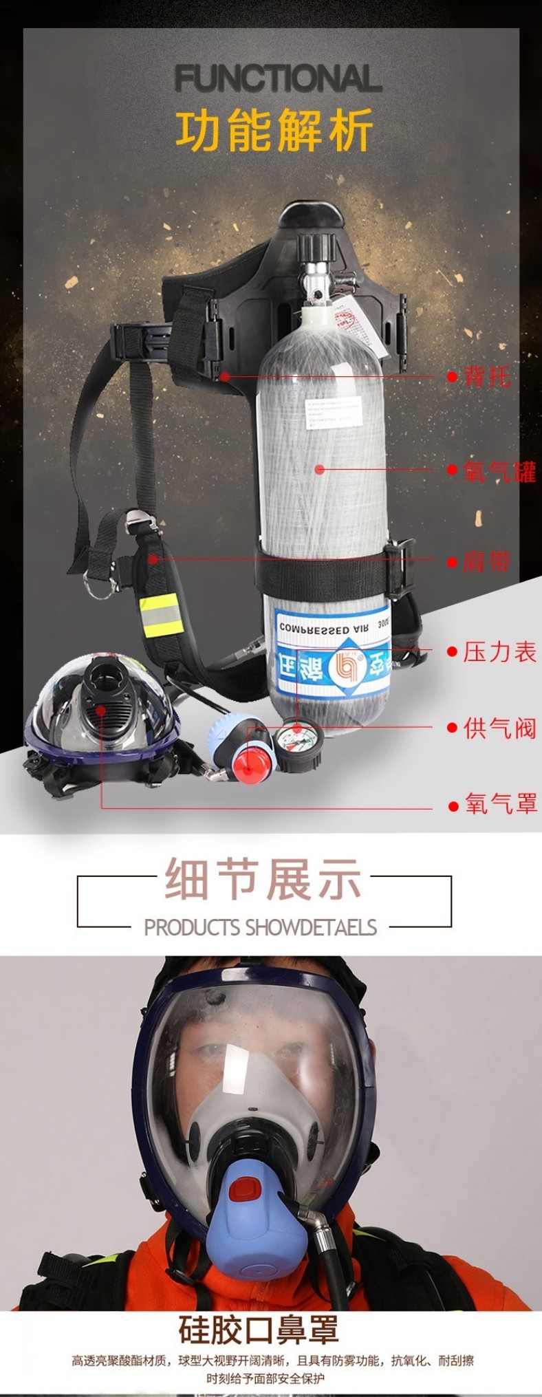 普達RHZKF-6.8/30空氣呼吸器圖2