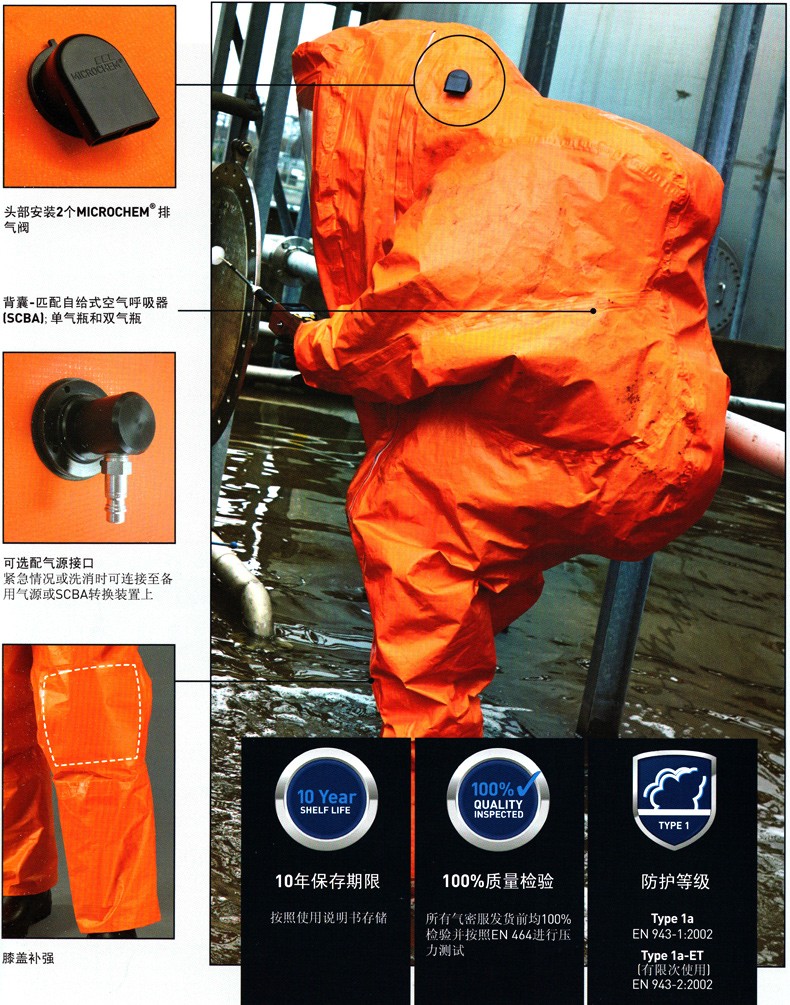 微護(hù)佳MC6000OR60-TA99-812-0X-GA1-02A級(jí)重型防化服圖片3