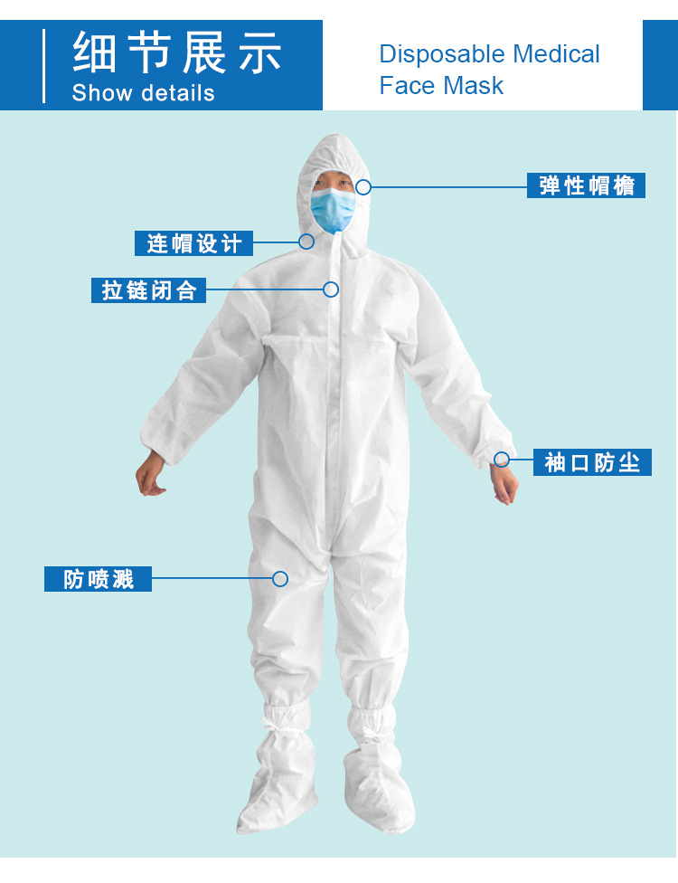 海迪科一次性連體帶帽隔離衣圖片4