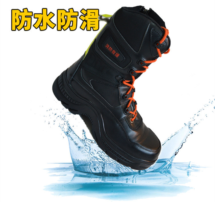 尊獅牛皮消防員救援安全靴圖片8