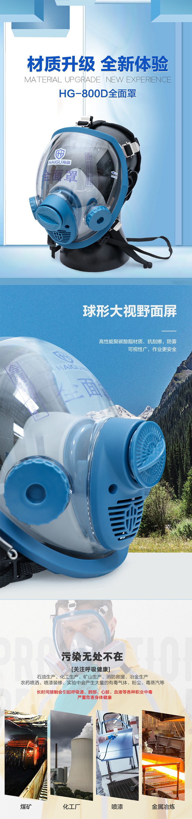 海固800D全面罩+HG-ABS/P-E-1濾毒罐 酸性氣體專用圖片
