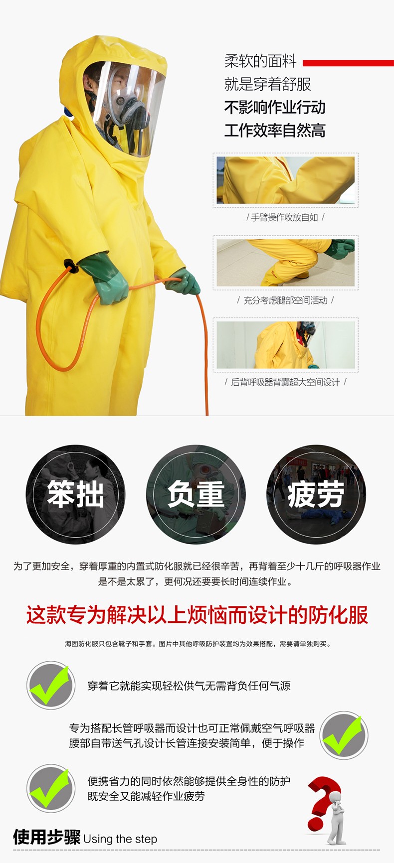 海固定制款!內置外接 內置插孔防化服圖片2