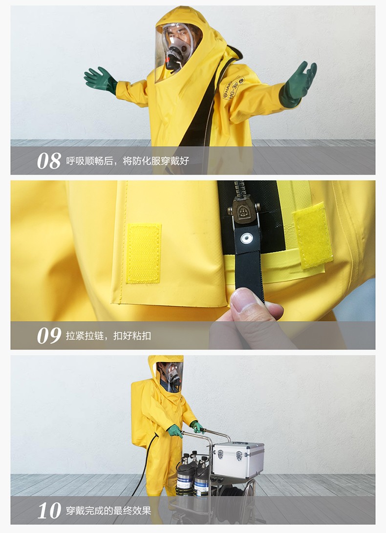 海固定制款!內置外接 內置插孔防化服圖片5