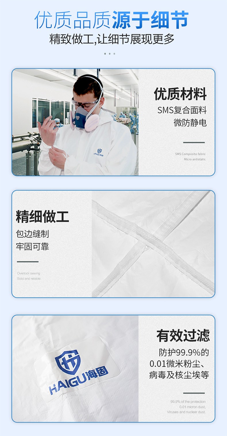 海固FH-T6防護服 靜電液體油污塵埃防護服圖片5