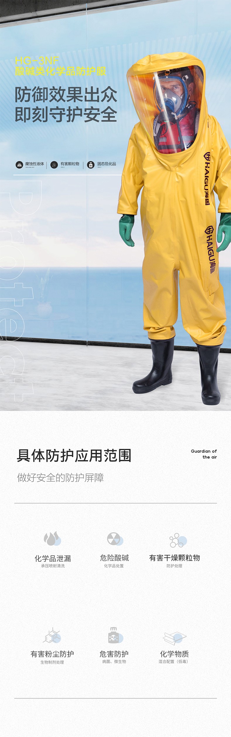 海固HG-3NF全封閉重型防化服 內(nèi)置三級防化服 (不含空氣呼吸器)圖片1