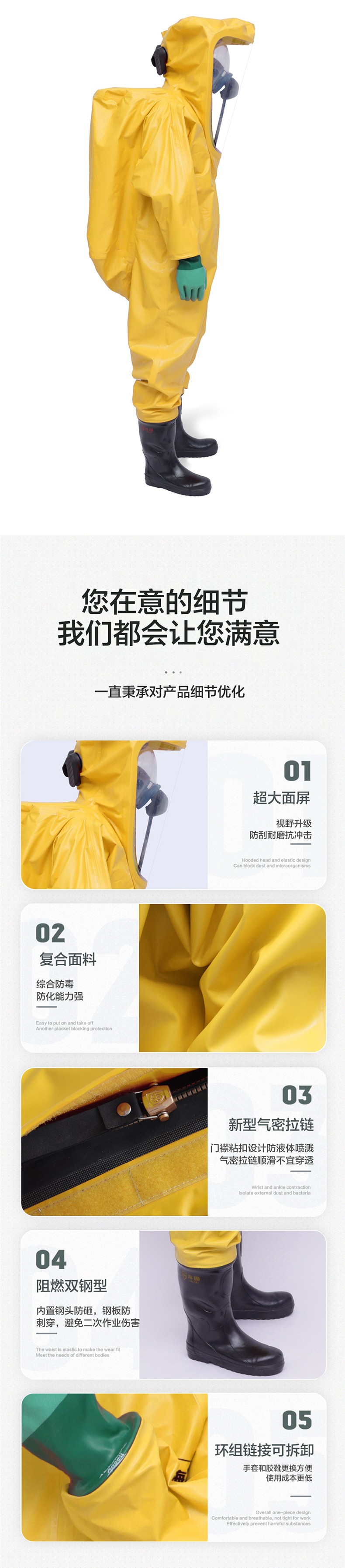 海固HG-3NF全封閉重型防化服 內(nèi)置三級防化服 (不含空氣呼吸器)圖片5