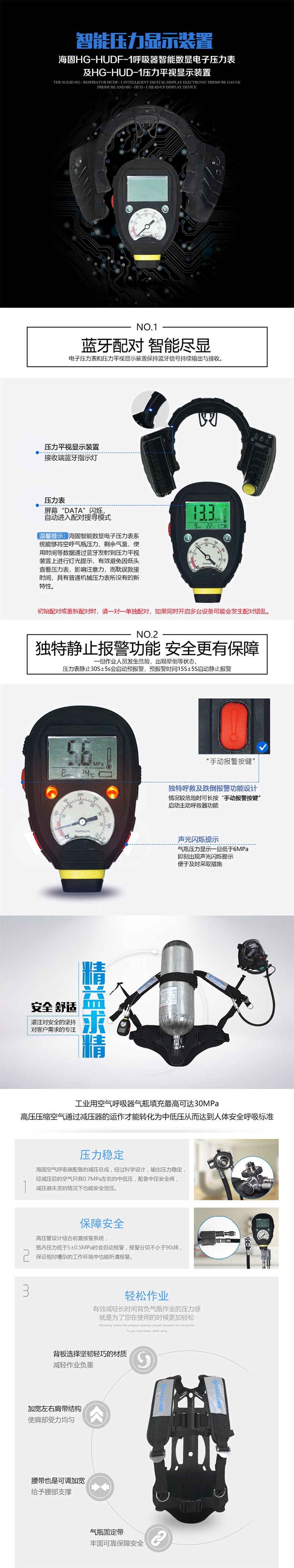 海固RHZKF12/30 正壓式空氣呼吸器 (800T面罩+HUD)圖片2