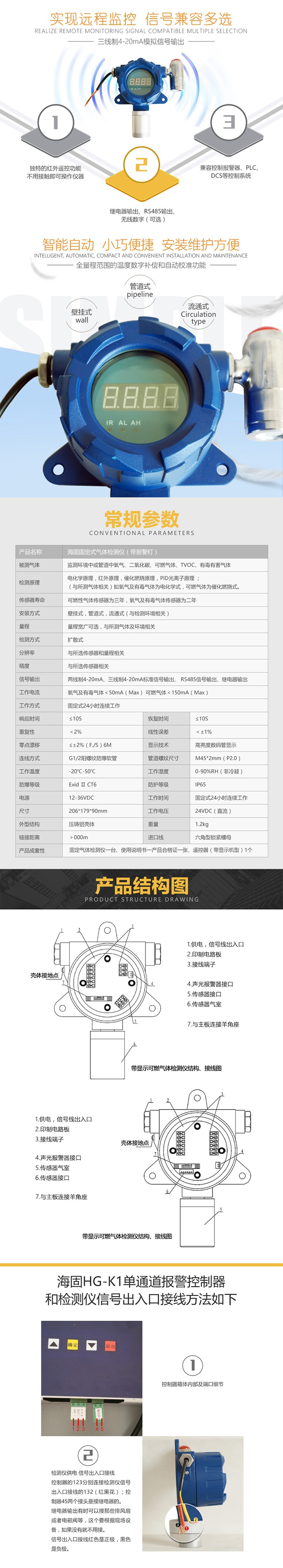 海固固定式帶報(bào)氣體檢測儀圖片