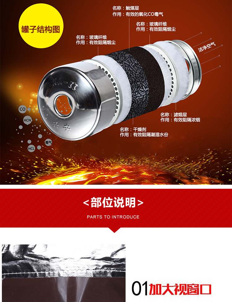 星工XGTS-2過濾式自救硅膠防毒面具圖片3