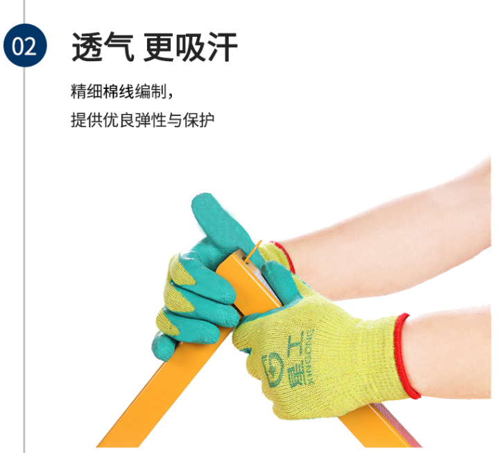 星工XGS-J1防滑耐磨浸膠棉紗線勞保手套 圖片3