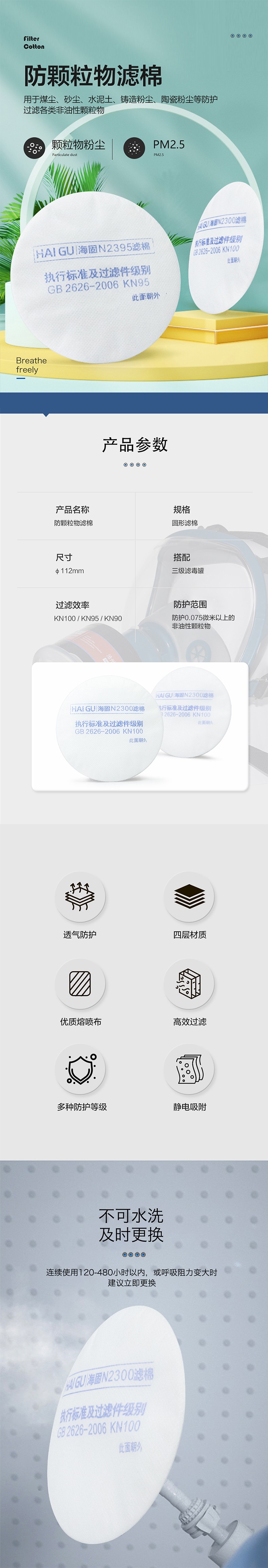 海固N2390 2系列KN90非油性顆粒物濾棉圖片