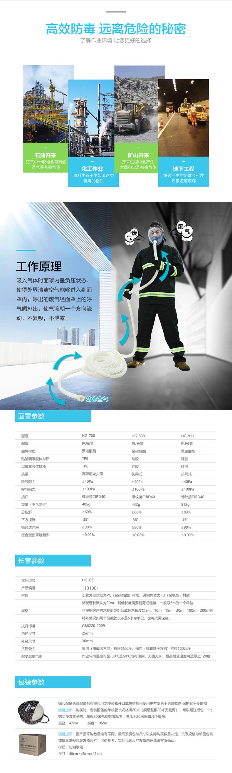 海固HG-CZ自吸式單人全面罩長管空氣呼吸器圖片