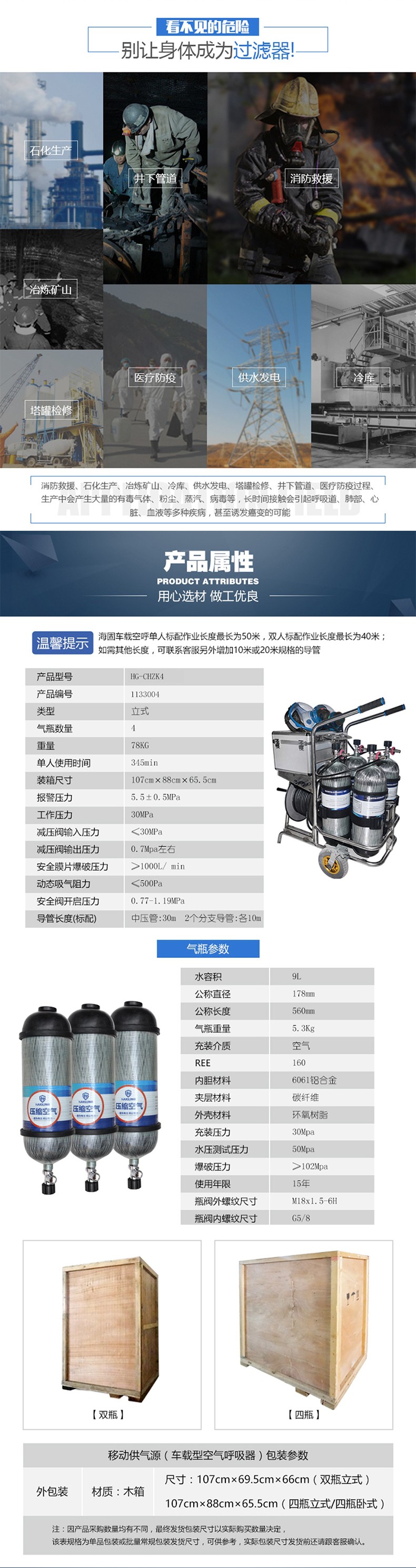 海固HG-CHZK4 9L移動供氣源車載式長管呼吸器圖片