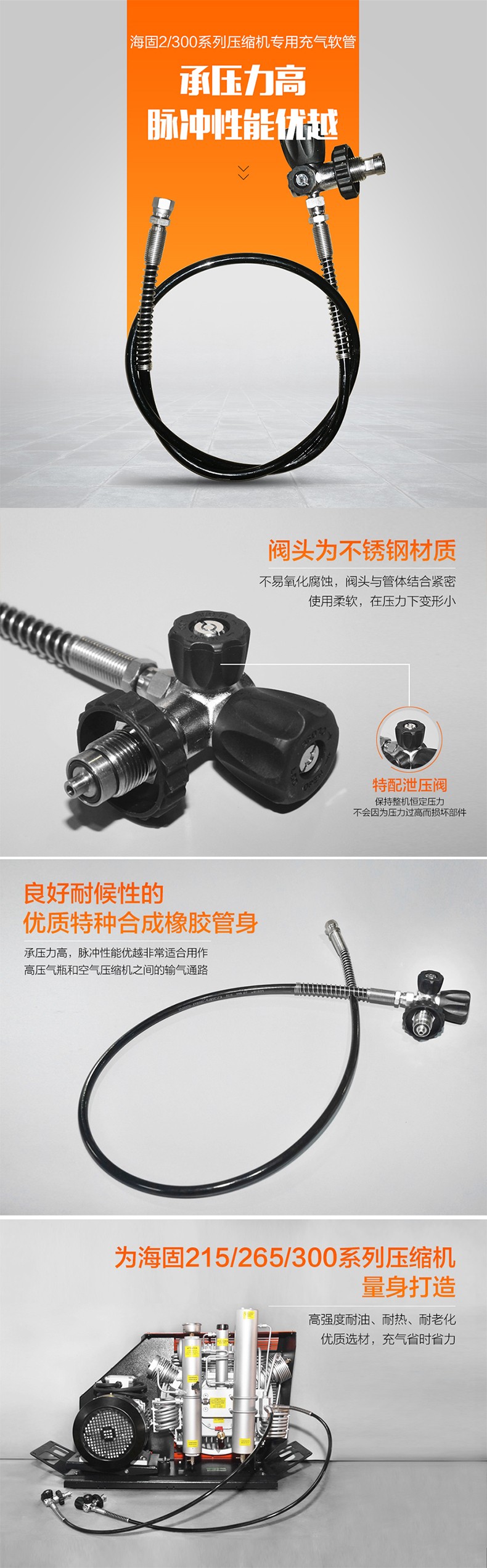 海固CQ265-RG+JT/X高壓空氣壓縮機專用充氣軟管圖片