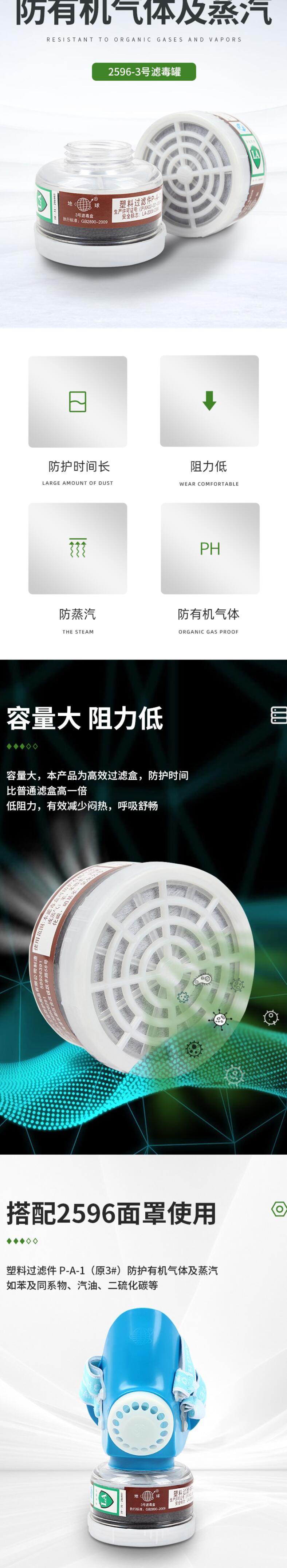 地球2596-3防有機氣體濾毒盒圖片