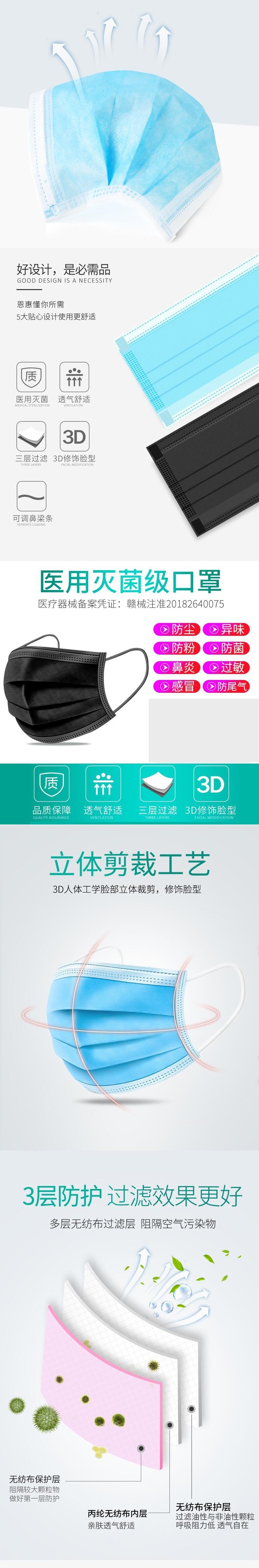 恩惠醫(yī)療防塵一次性醫(yī)用口罩圖片