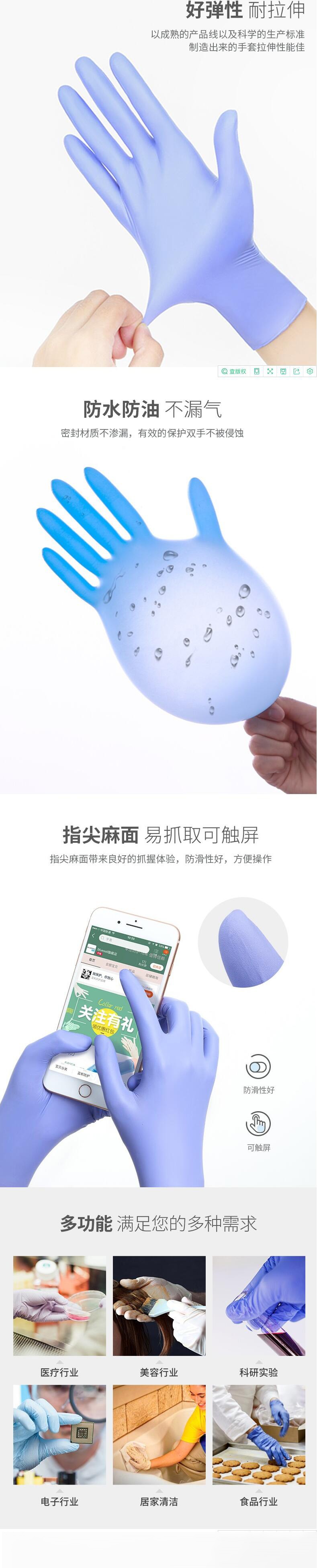 藍帆醫療N2203防水防油一次性丁腈手套圖片