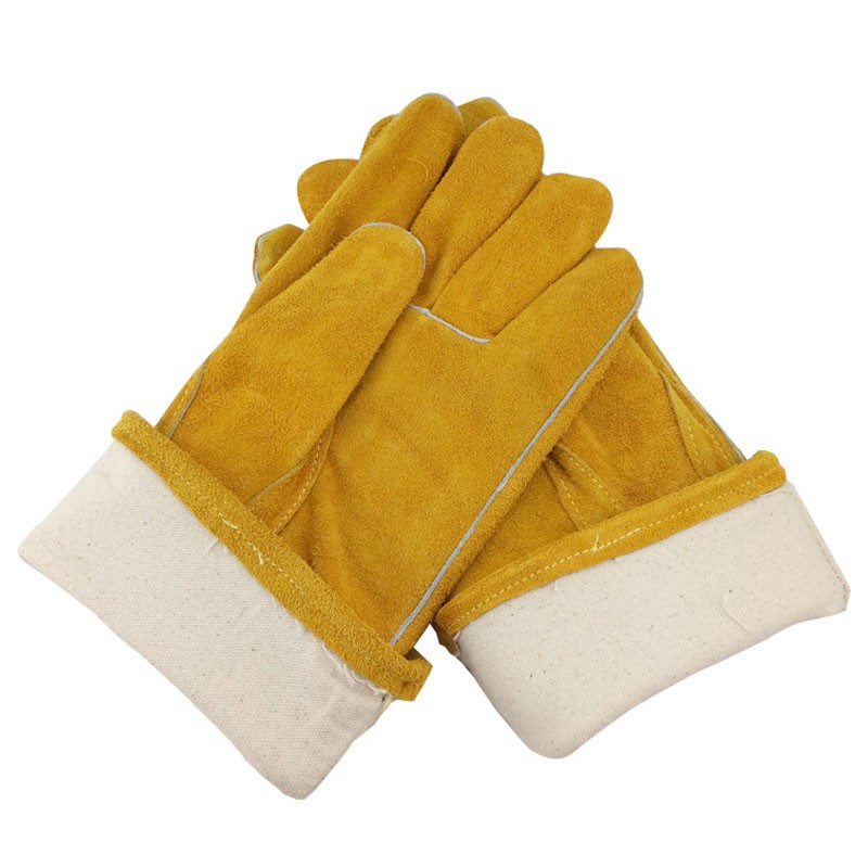 威仕盾G-0393金黃色牛二層皮電焊手套圖片3