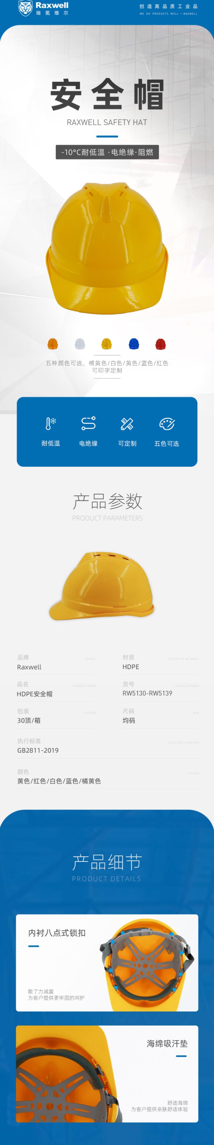 瑞氪維爾RW5138 HDPE無透氣孔安全帽圖片