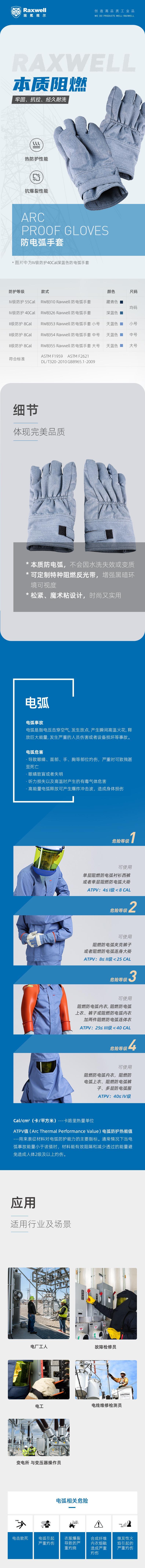 瑞氪維爾RW8355天藍色防電弧手套圖片