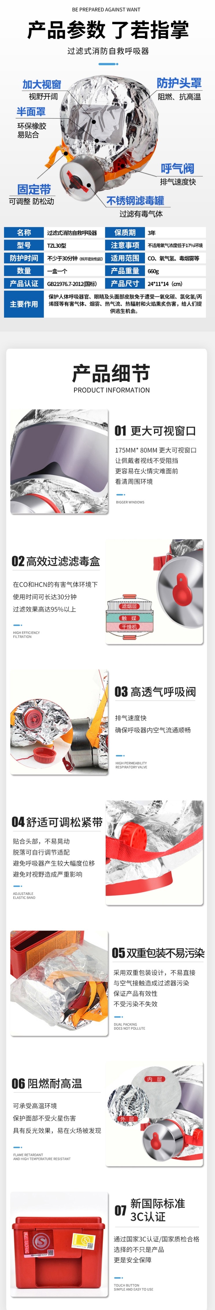 淮海TZL30防火防煙消防面具圖片