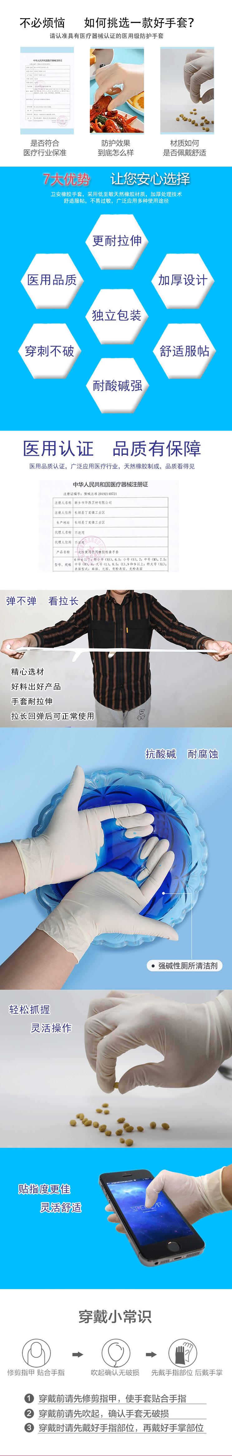 衛安橡膠一次性醫用手套圖片