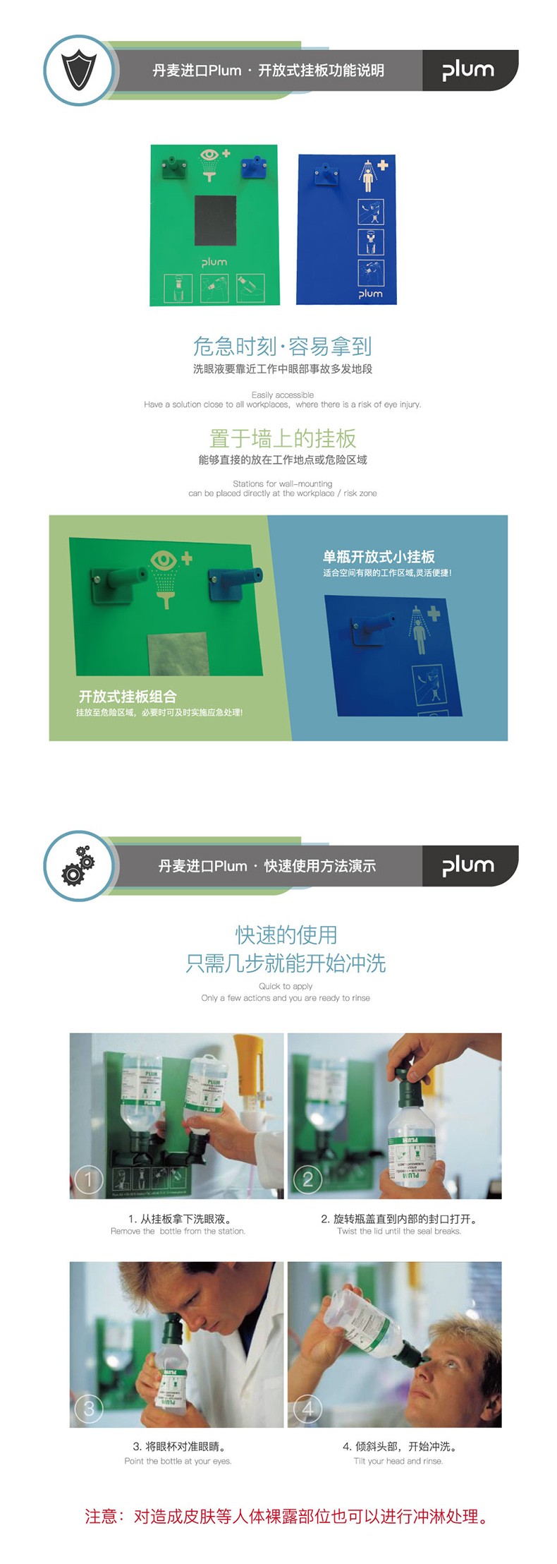 丹麥Plum4695雙瓶掛板洗眼液500ml*2圖片4