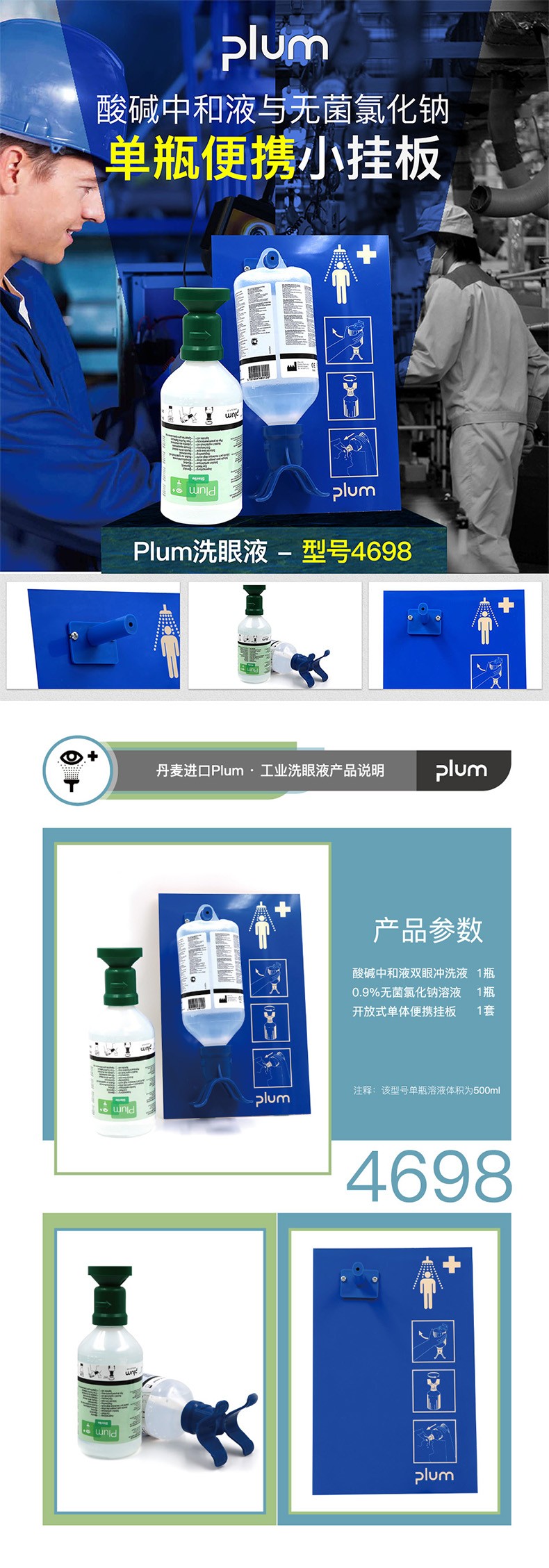 丹麥Plum4698單瓶掛板洗眼液圖片1