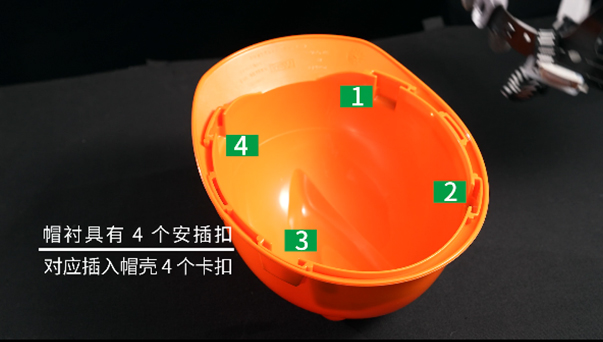 梅思安Y型四點式下頦帶安全帽安裝方法6
