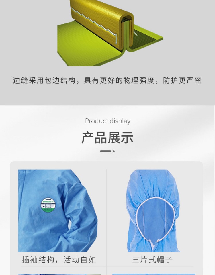 雷克蘭ESB428藍色帶帽連體防護服圖片3